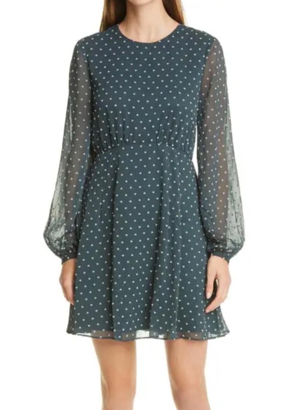 Ted Baker Long-Sleeve Heart Print A-Line Dress - Dark Teal (2)